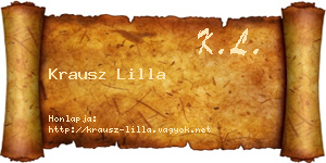 Krausz Lilla névjegykártya